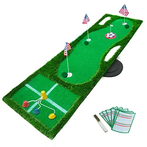 2-in-1 Golf Putting Green/Golf Hitting Mat, 10' Golf Practice Chipping