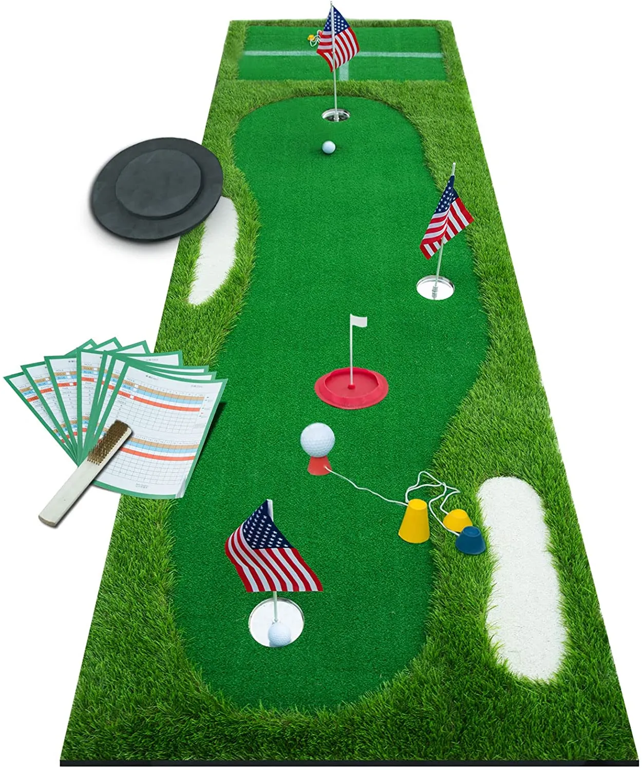 2-in-1 Golf Putting Green/Golf Hitting Mat, 10' Golf Practice Chipping