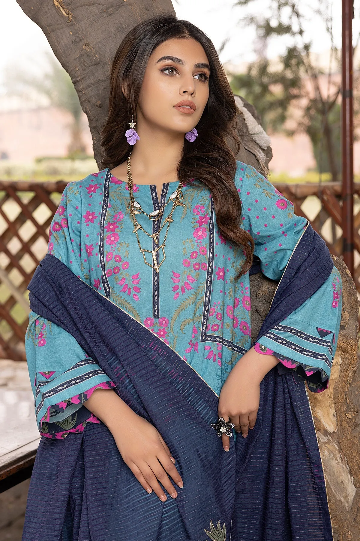 3-Pc Charizma Unstitched Printed Lawn With Embroidered Dupatta CPE23-10