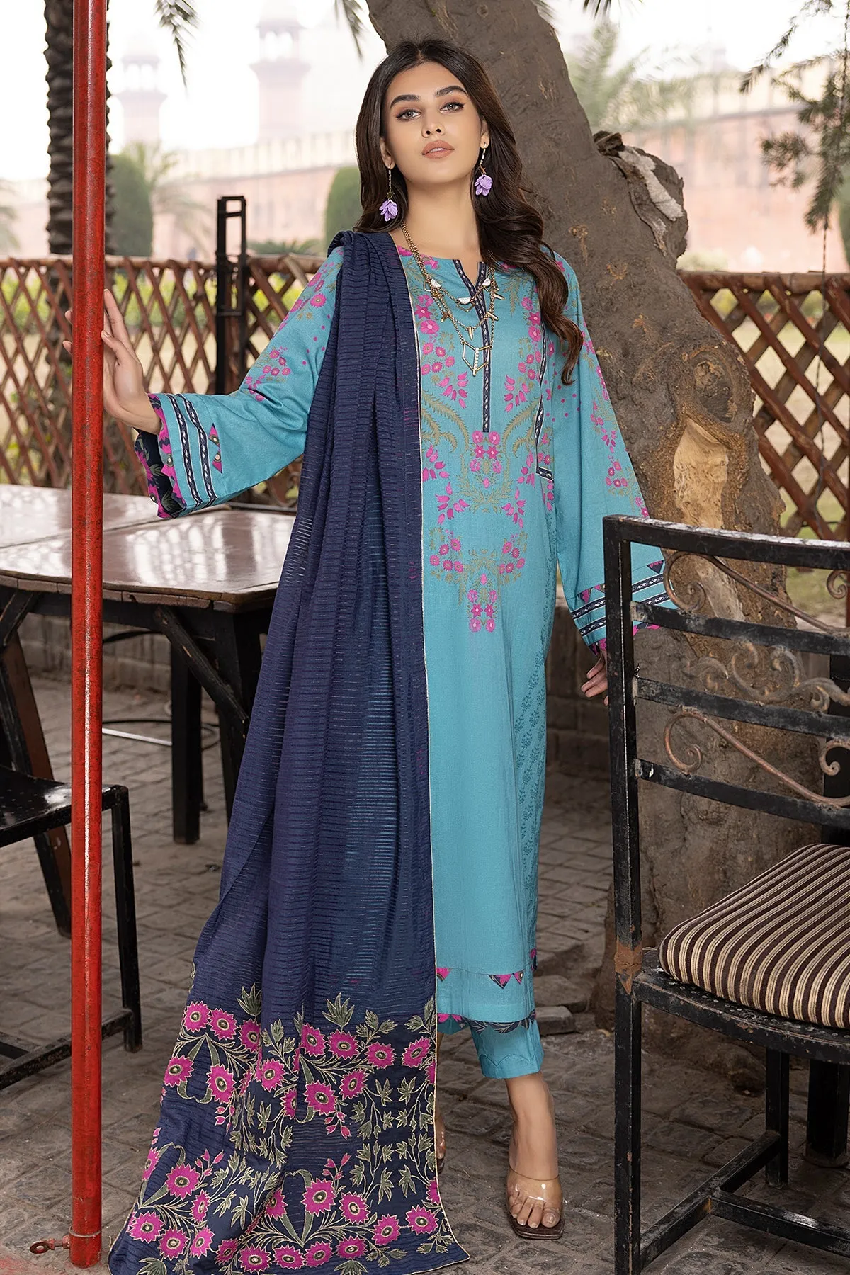 3-Pc Charizma Unstitched Printed Lawn With Embroidered Dupatta CPE23-10