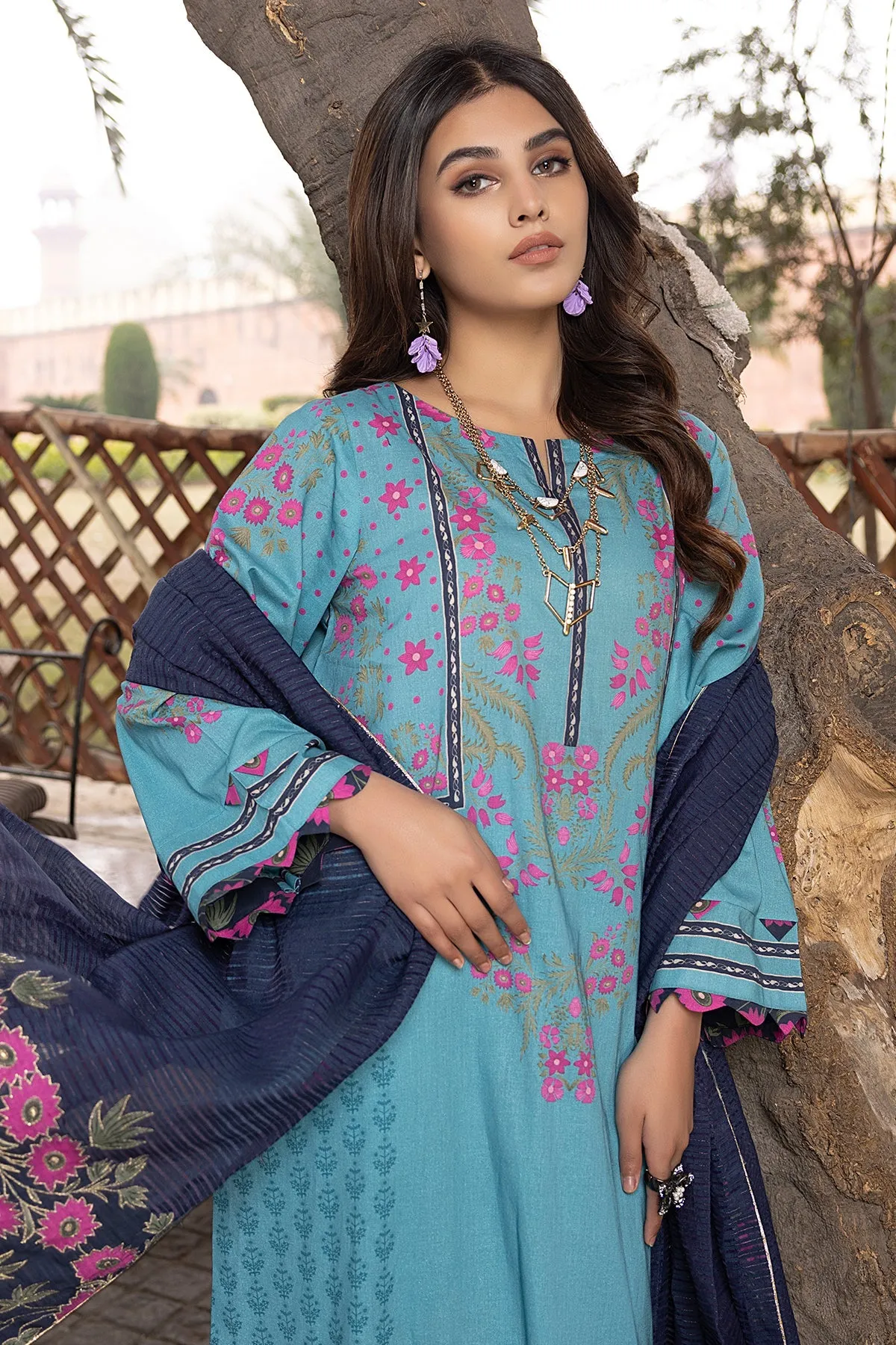 3-Pc Charizma Unstitched Printed Lawn With Embroidered Dupatta CPE23-10