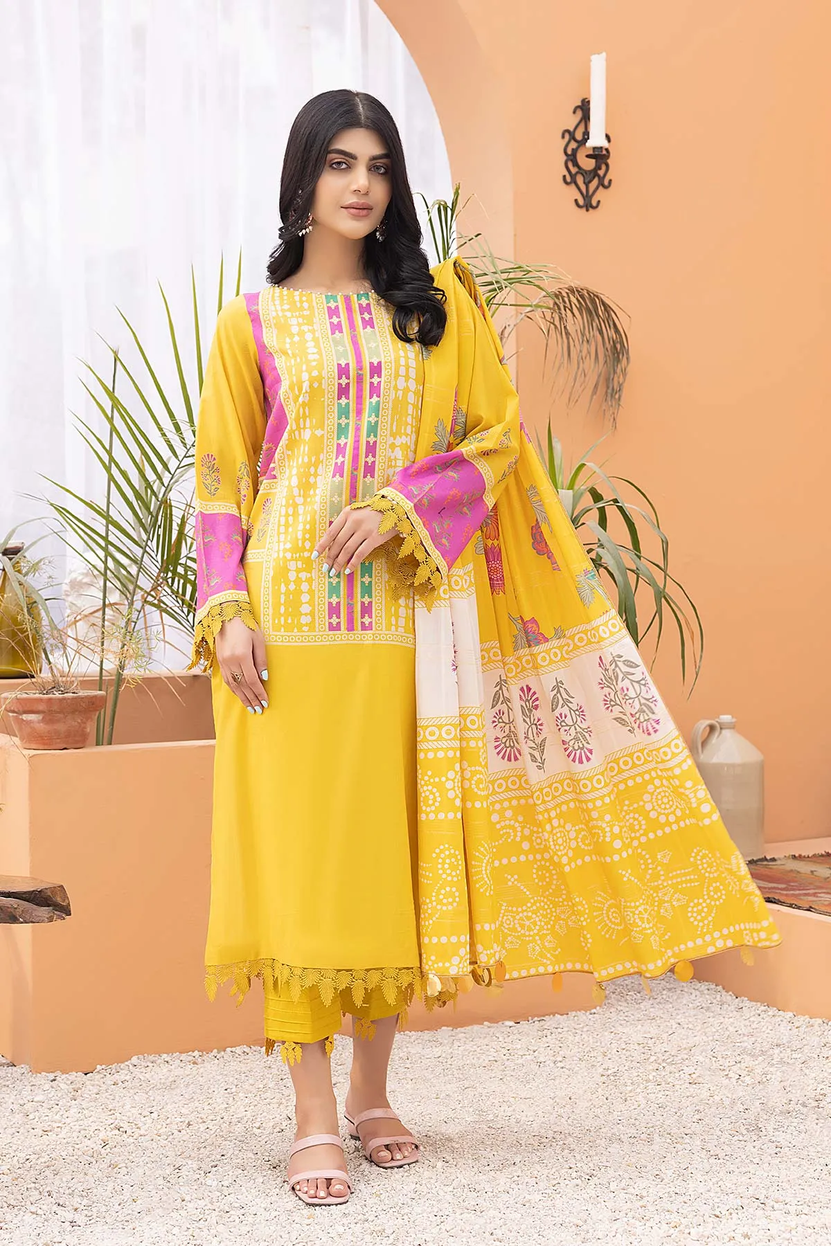 3-Pc Printed Lawn Unstitched With Voil Dupatta CP22-014