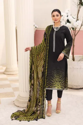 3 Pc Unstitched Embroidered Lawn With Chiffon Dupatta CEL23-17