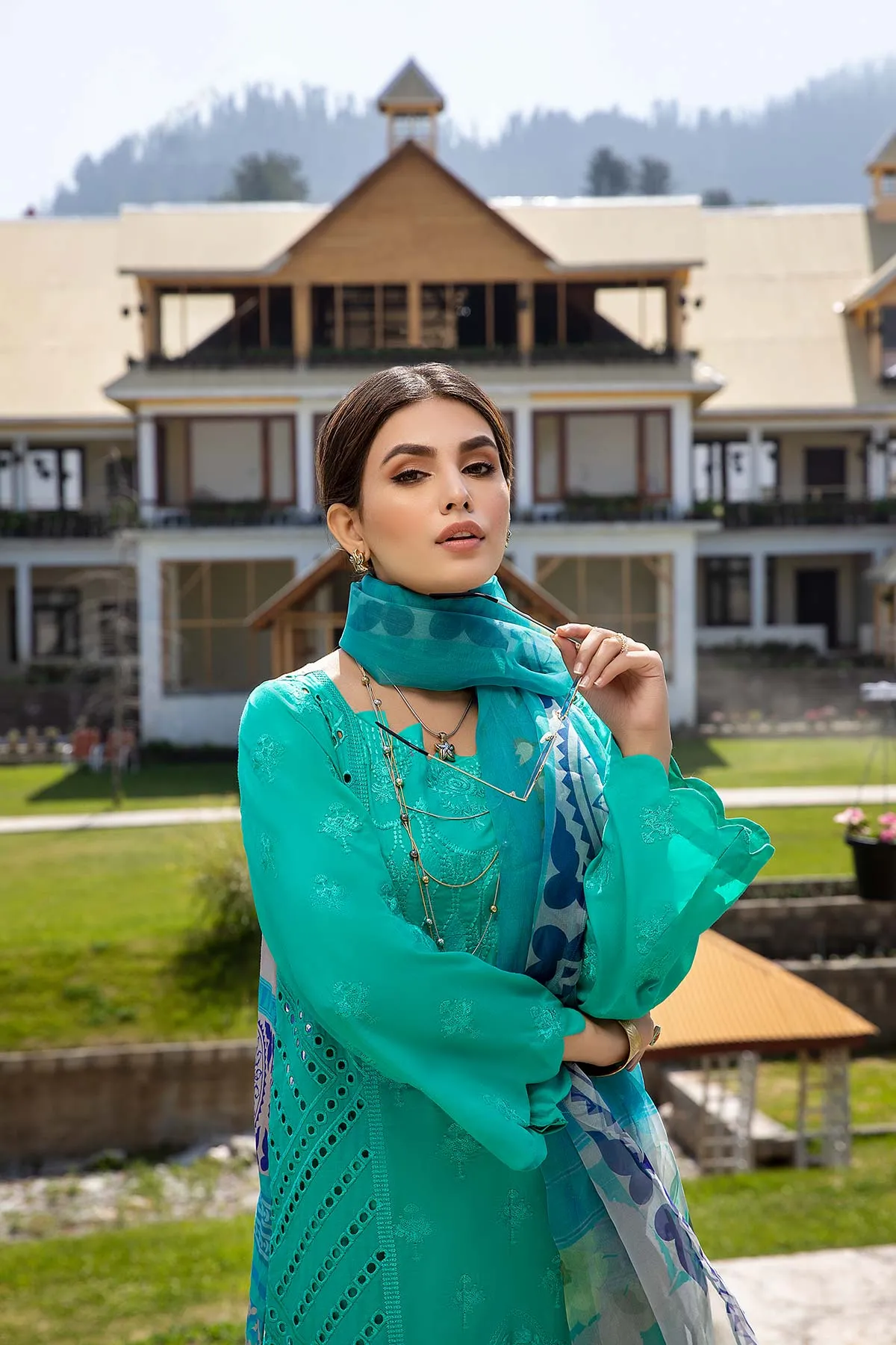 3 Pc Unstitched Embroidered Lawn With Organza Dupatta CSL-04