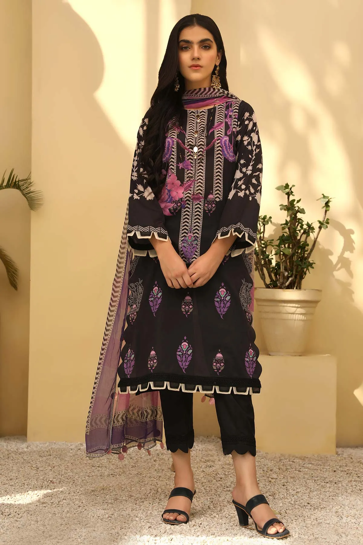 3-pc Unstitched Lawn with Chiffon Dupatta CP-45