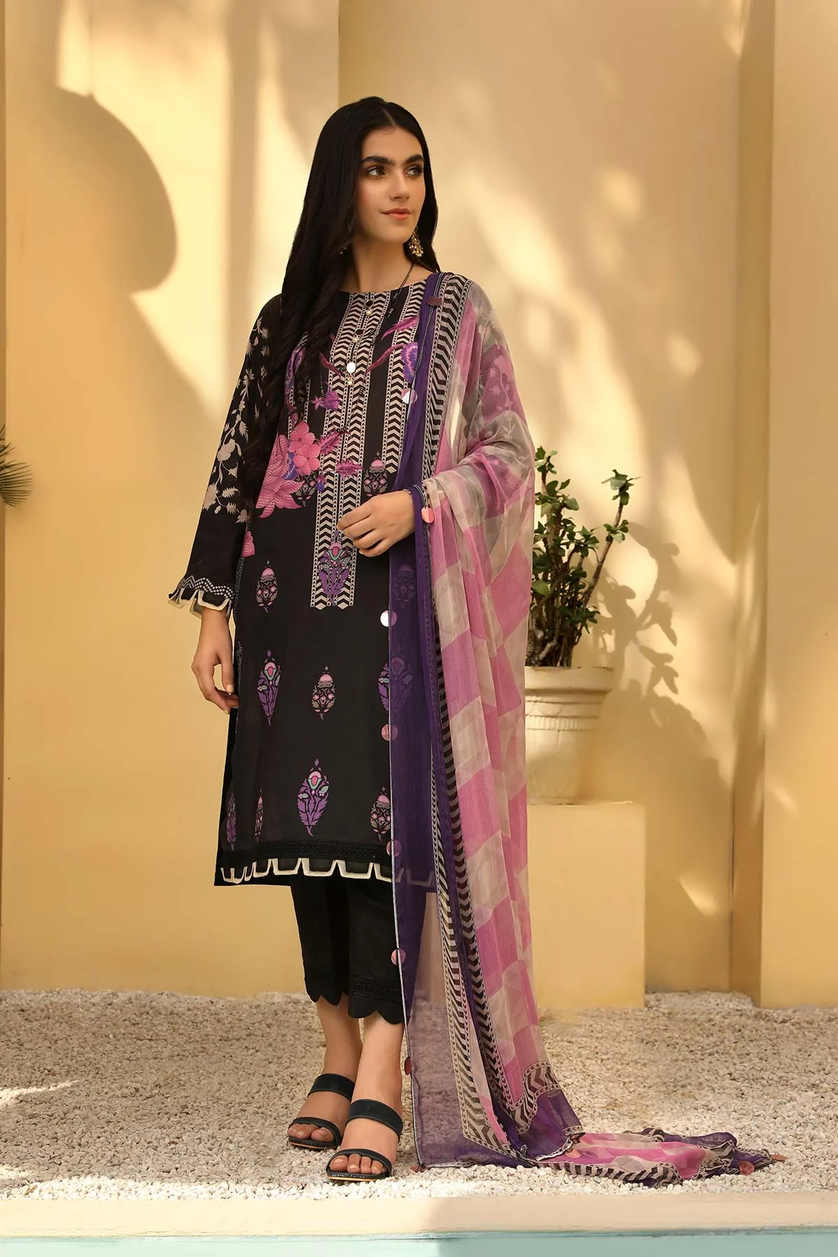 3-pc Unstitched Lawn with Chiffon Dupatta CP-45