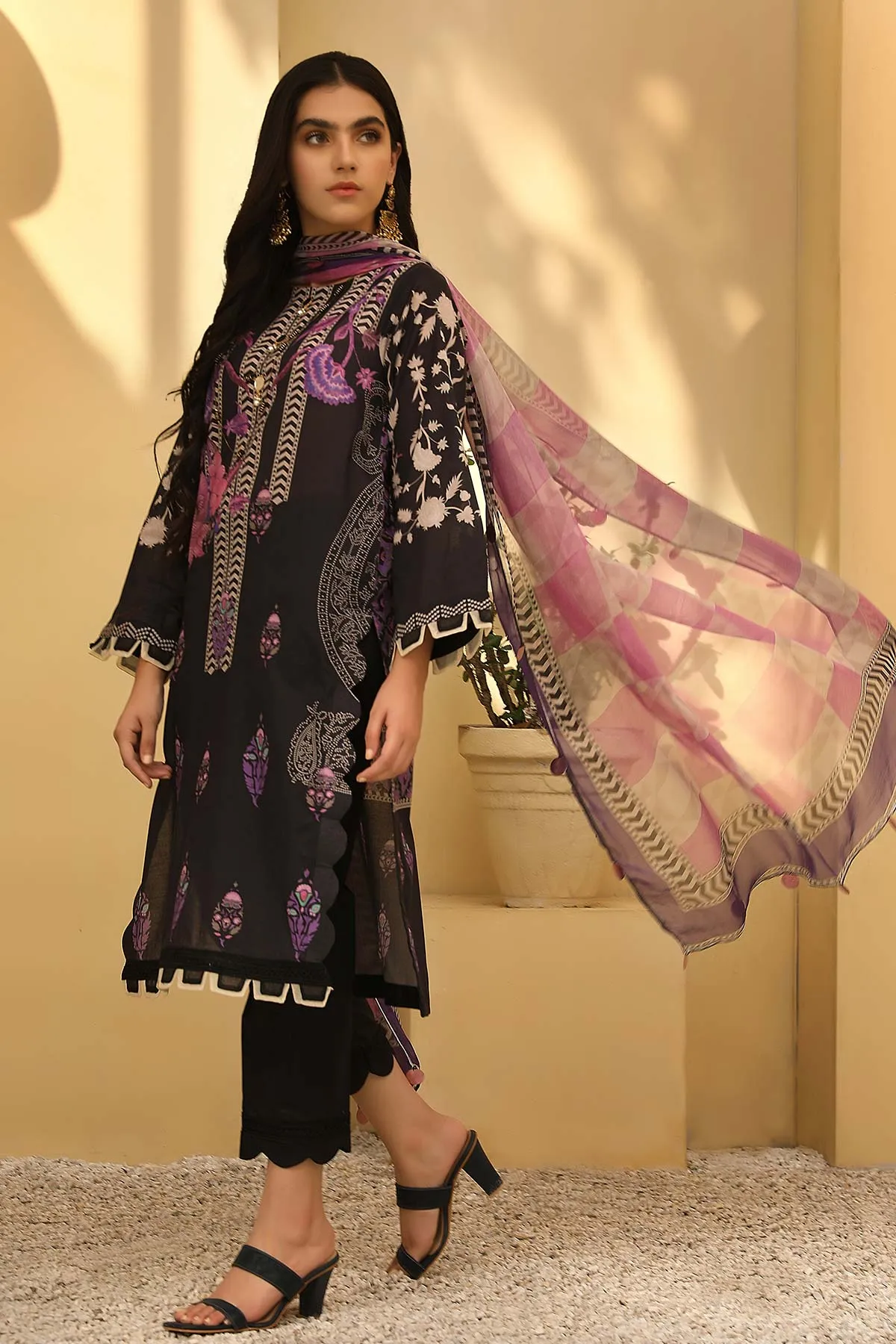 3-pc Unstitched Lawn with Chiffon Dupatta CP-45