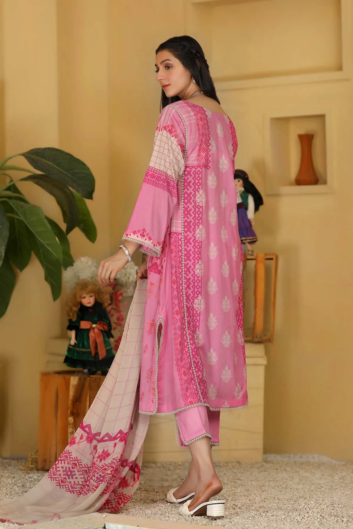 3-pc Unstitched Lawn with Chiffon Dupatta CP-48