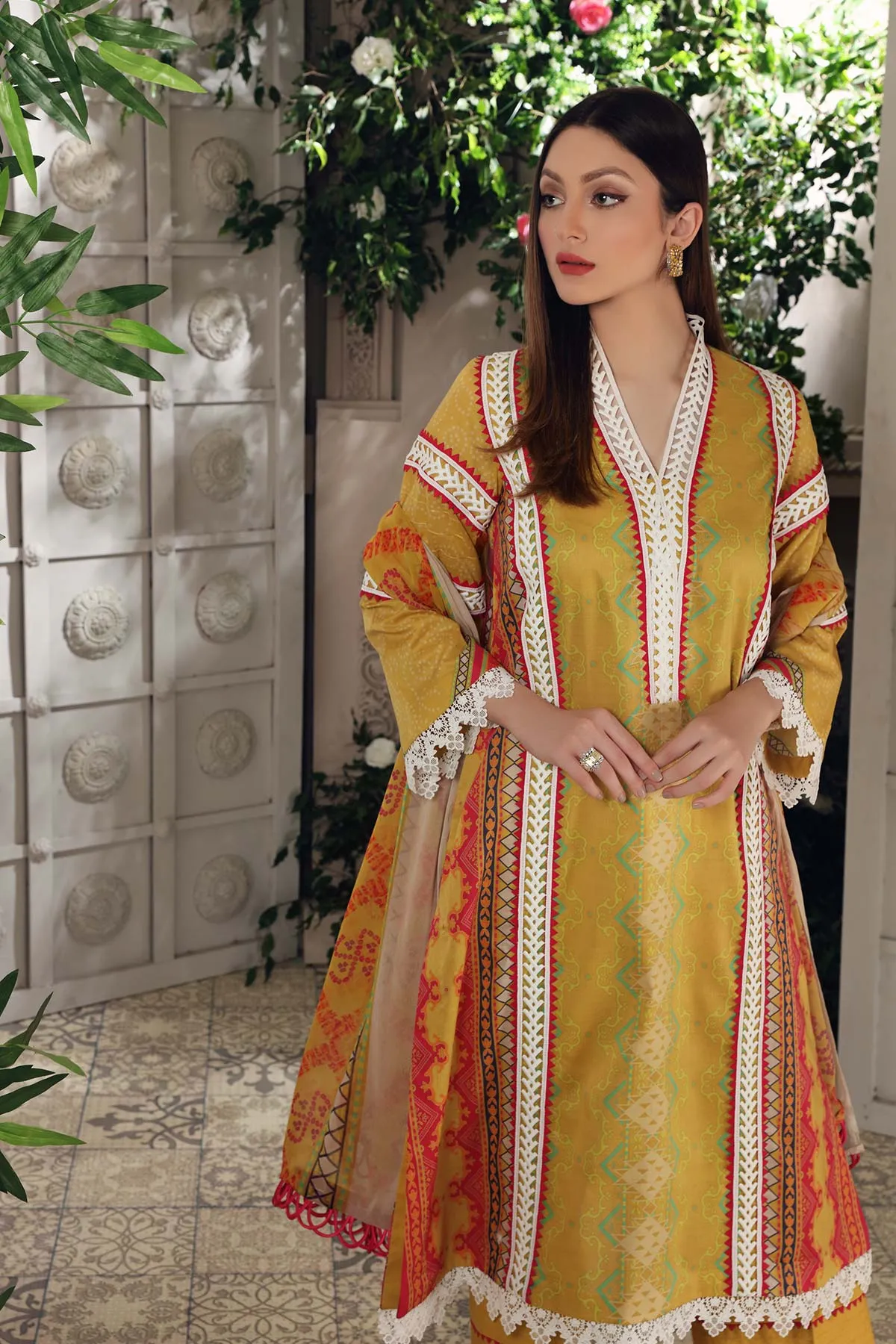 3-pc Unstitched Lawn with Chiffon Dupatta CP-52