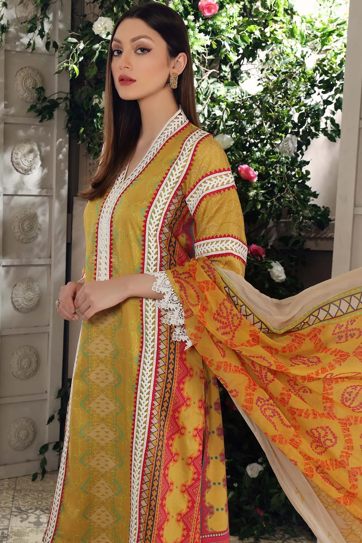 3-pc Unstitched Lawn with Chiffon Dupatta CP-52