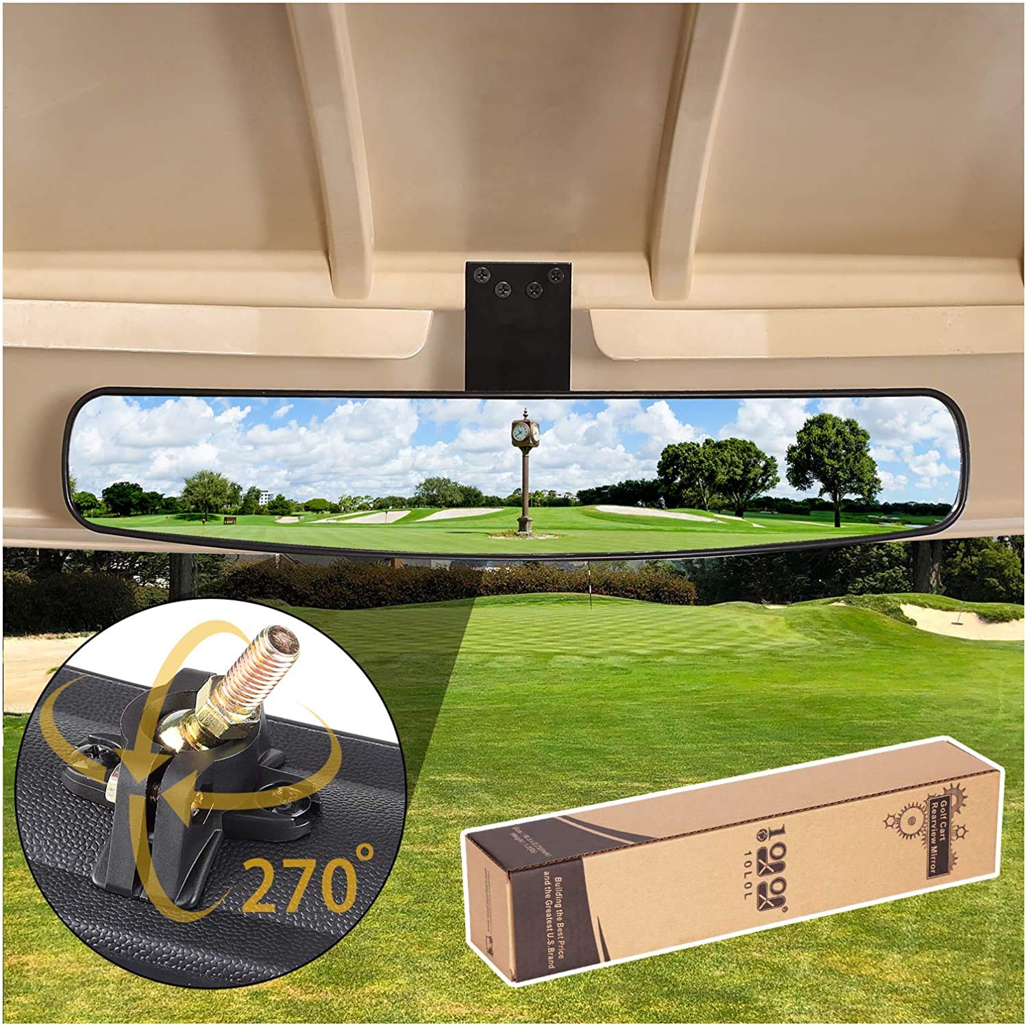 Adjustable Rotatable Golf Cart Rear View Mirror - Golf Cart Accessories