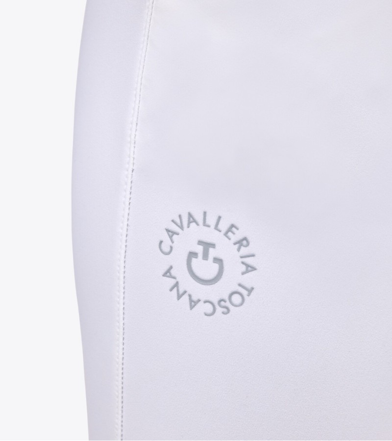 Cavalleria Toscana perforated silicone print kids knee grip riding breeches White