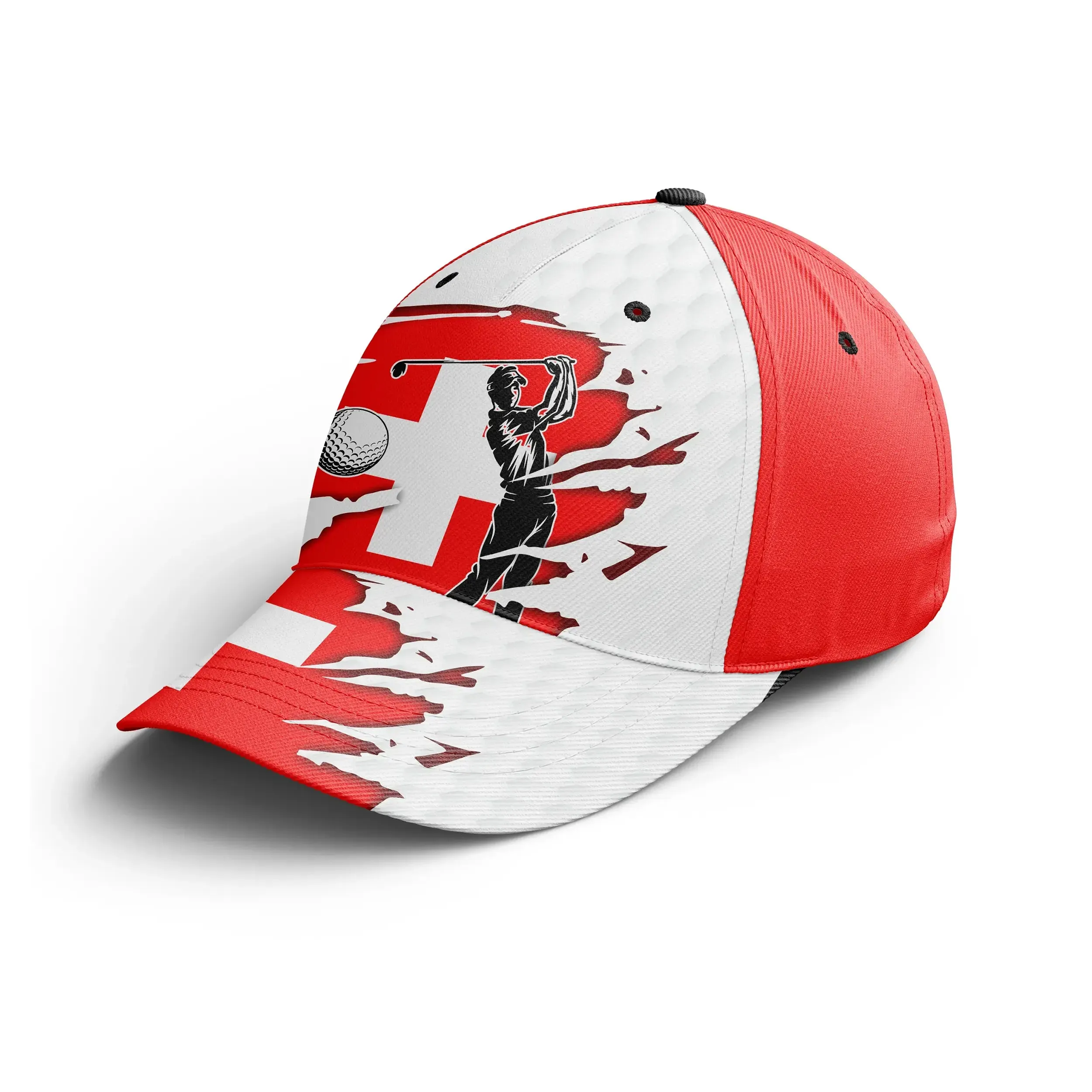 Chiptshirts - Casquette De Golf Performance, Motifs Balle de Golf, Drapeau Suisse, Cadeau Idéal Fans De Golf - CTS29062227