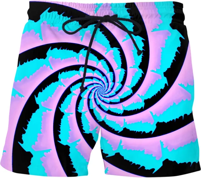 Cotton Candy Fractal Swim Shorts