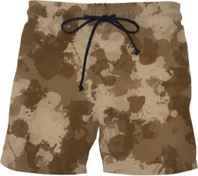 Desert Camo Paint Splatter Swim Shorts