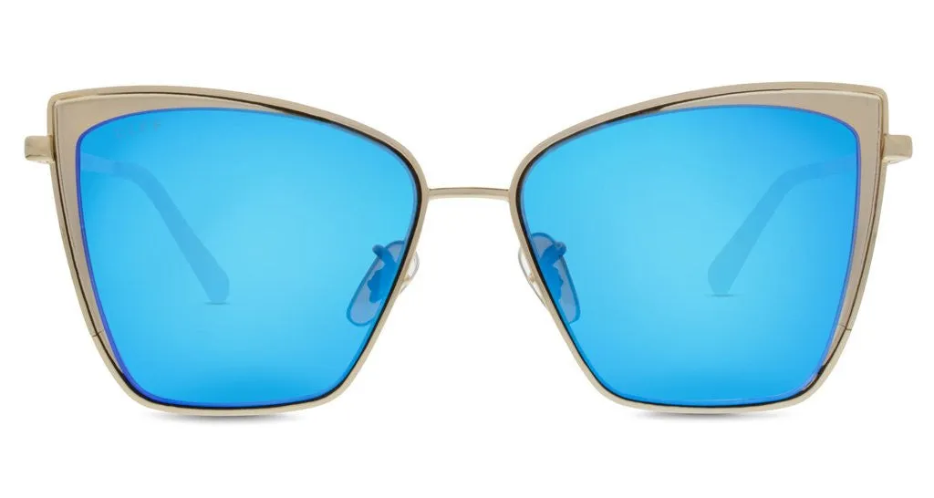 Diff Eyewear Gold Blue Mirror Becky Sunglasses