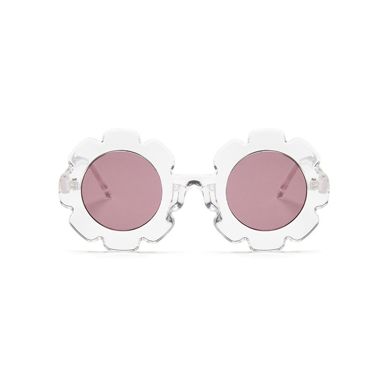 Edna Round Flower Sunglasses — Clear Frame Dark Lens