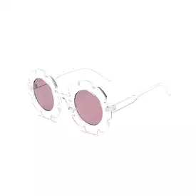 Edna Round Flower Sunglasses — Clear Frame Dark Lens