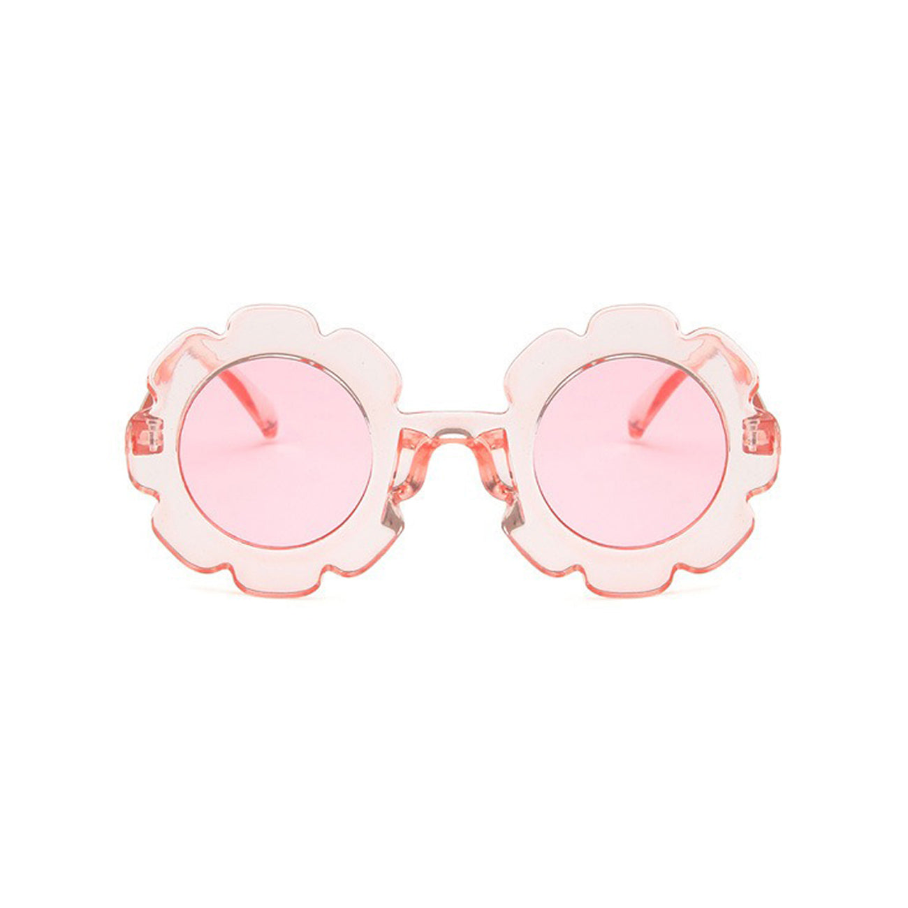 Edna Round Flower Sunglasses — Clear Pink Frame Pink Lens