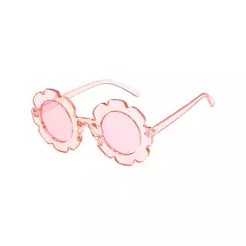 Edna Round Flower Sunglasses — Clear Pink Frame Pink Lens