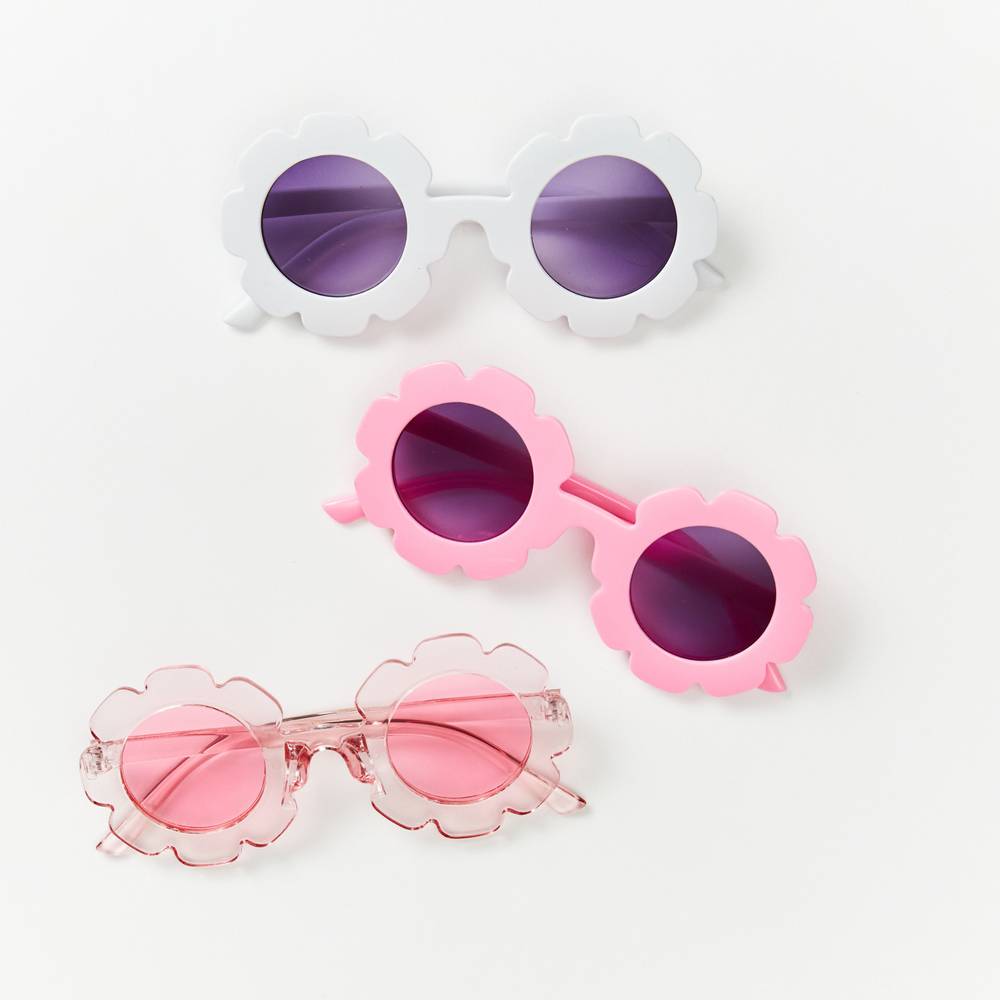 Edna Round Flower Sunglasses — Clear Pink Frame Pink Lens