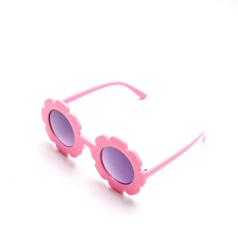 Edna Round Flower Sunglasses — Fuchsia Frame Dark Lens