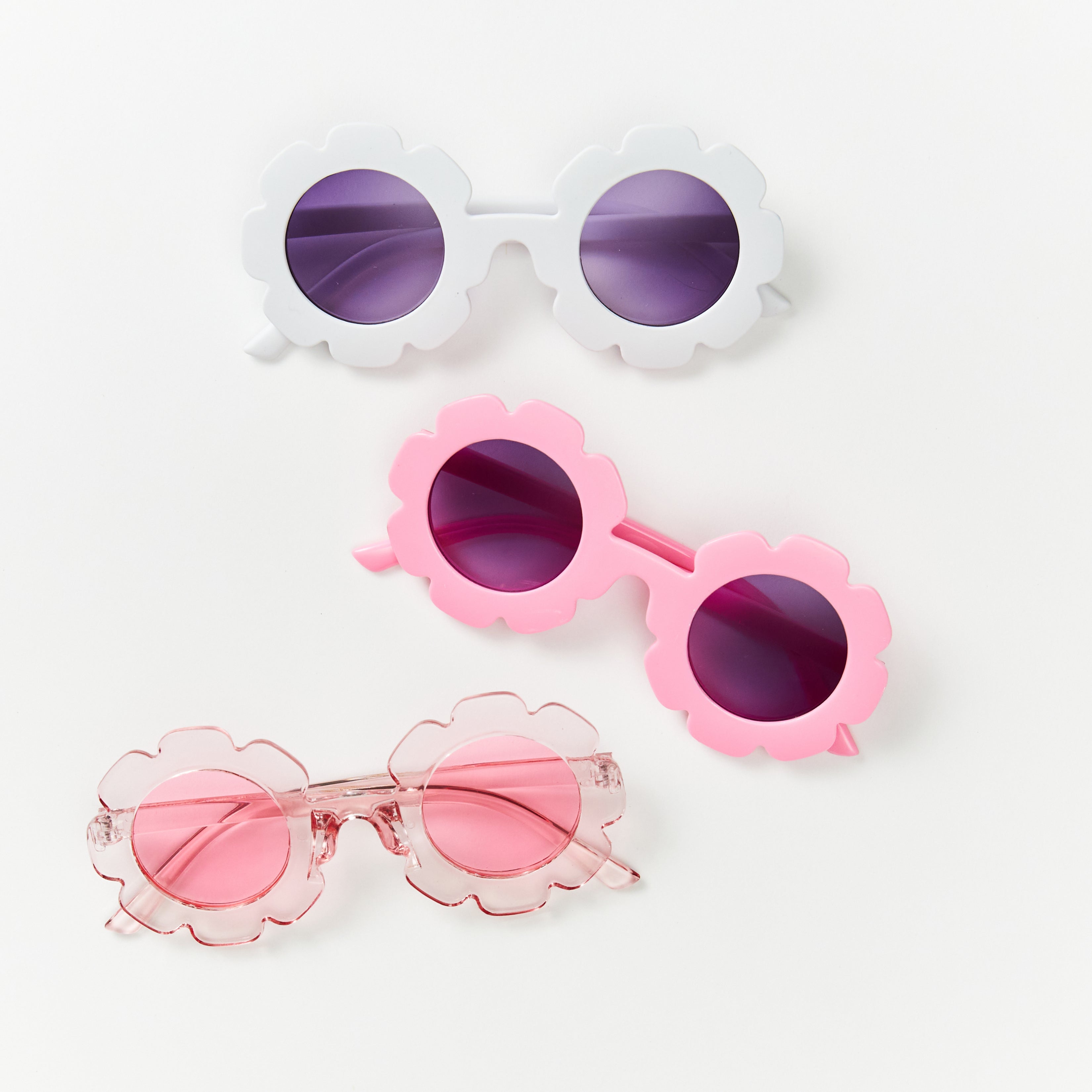 Edna Round Flower Sunglasses — Fuchsia Frame Dark Lens