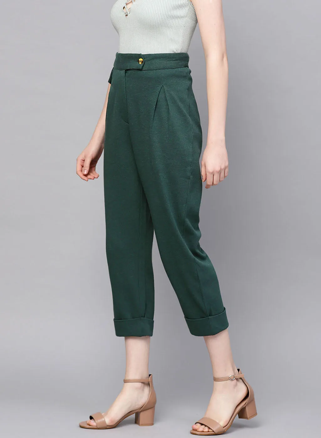 Green Colored Loose Fit Trouser