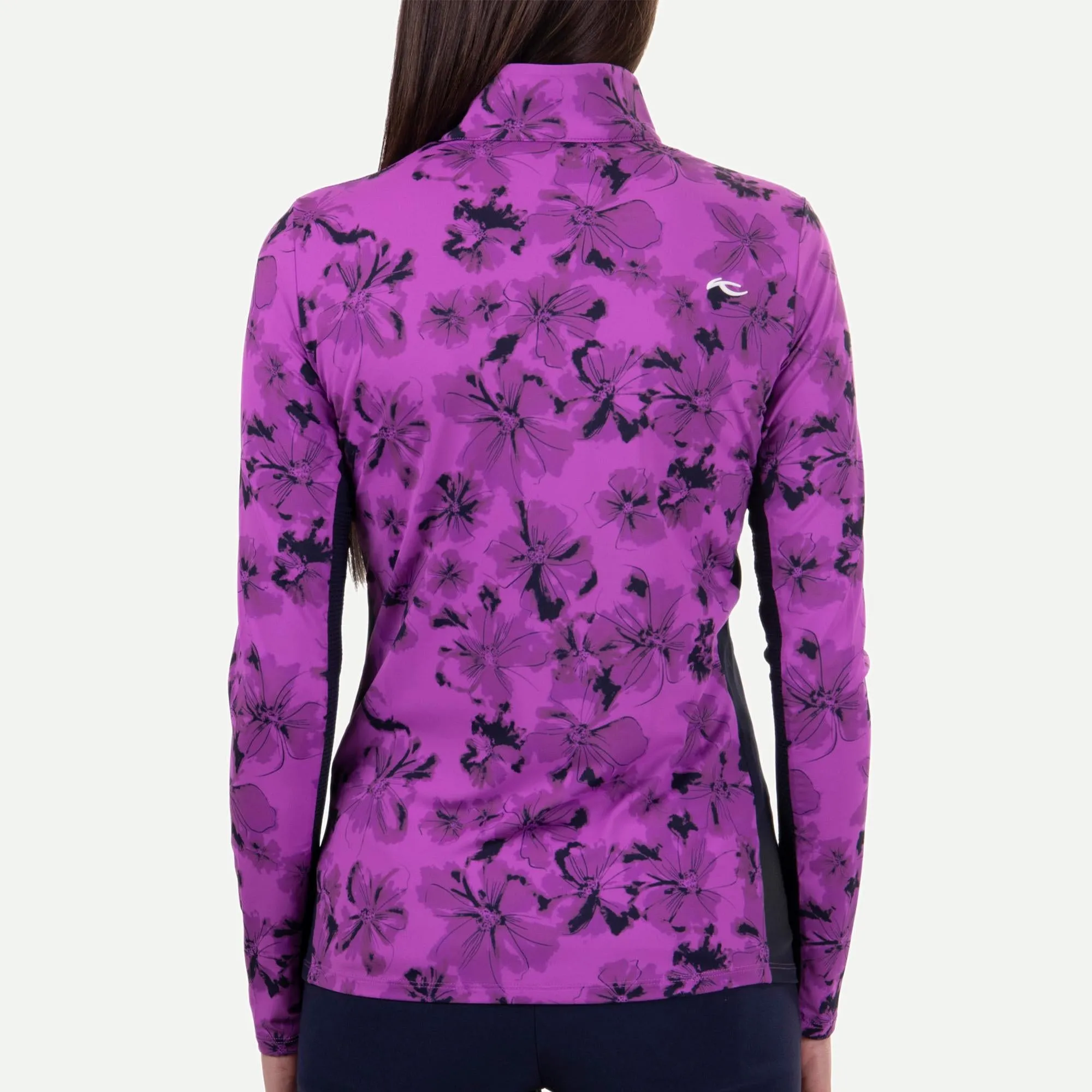 KJUS Sunshine Printed Sport Half Zip Ladies Golf Mid Layer Foxglove/Atlanta Blue