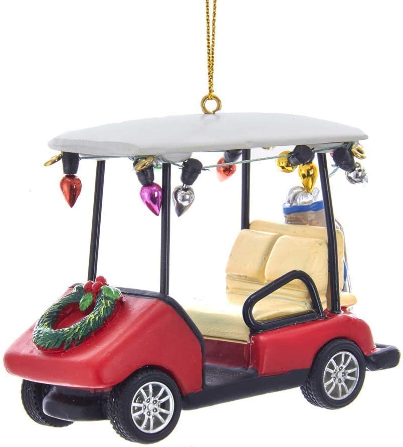 Kurt Adler 3.5 RESIN GOLF CART W/WREATH ORNAMENT