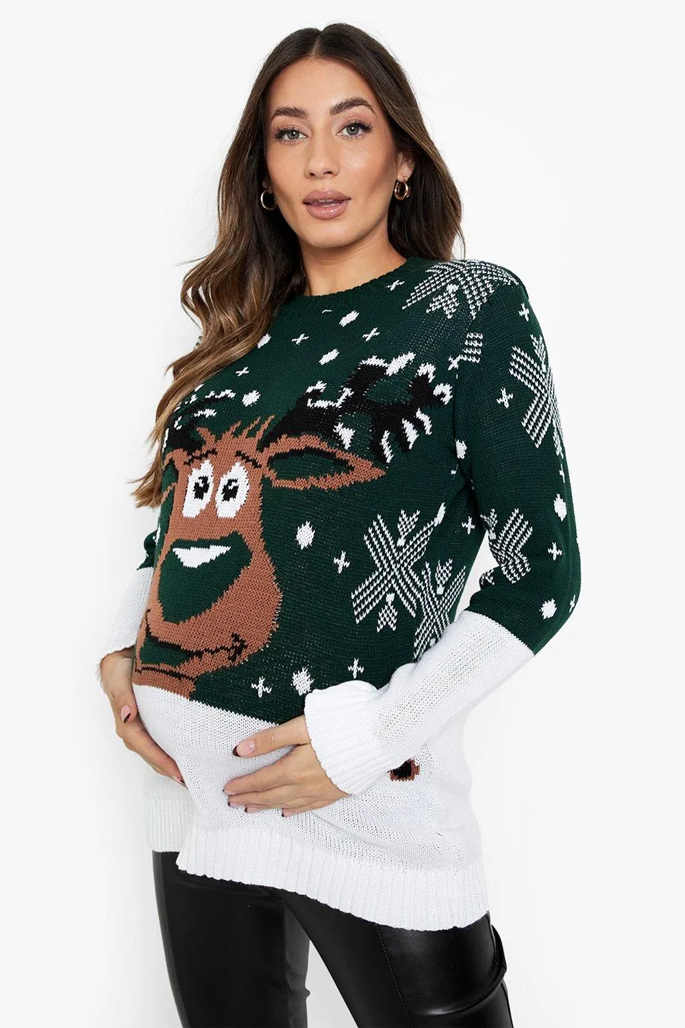 Maternity Reindeer Christmas Sweater