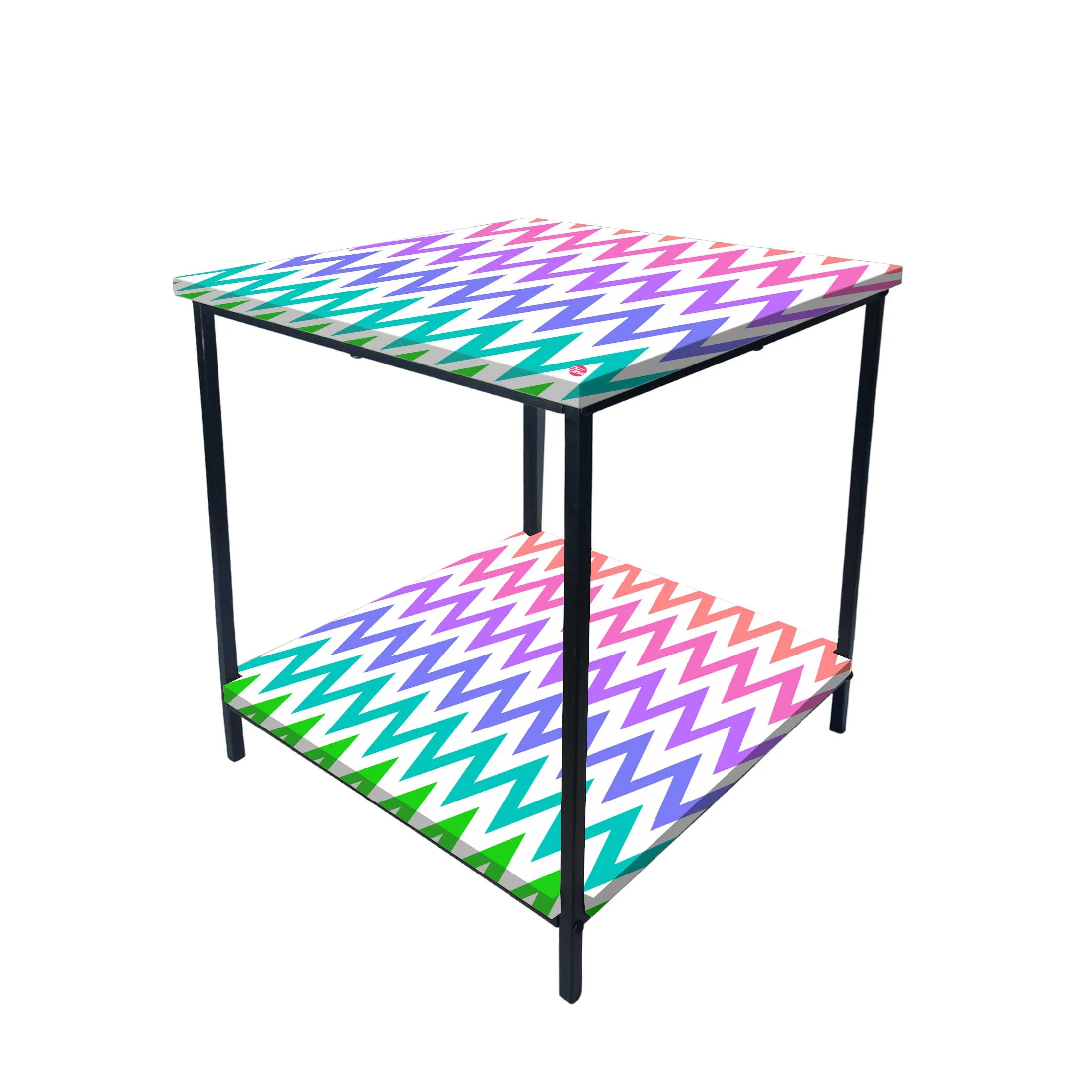 Modern Side Tables for Bedroom with Storage - Colorful pattern