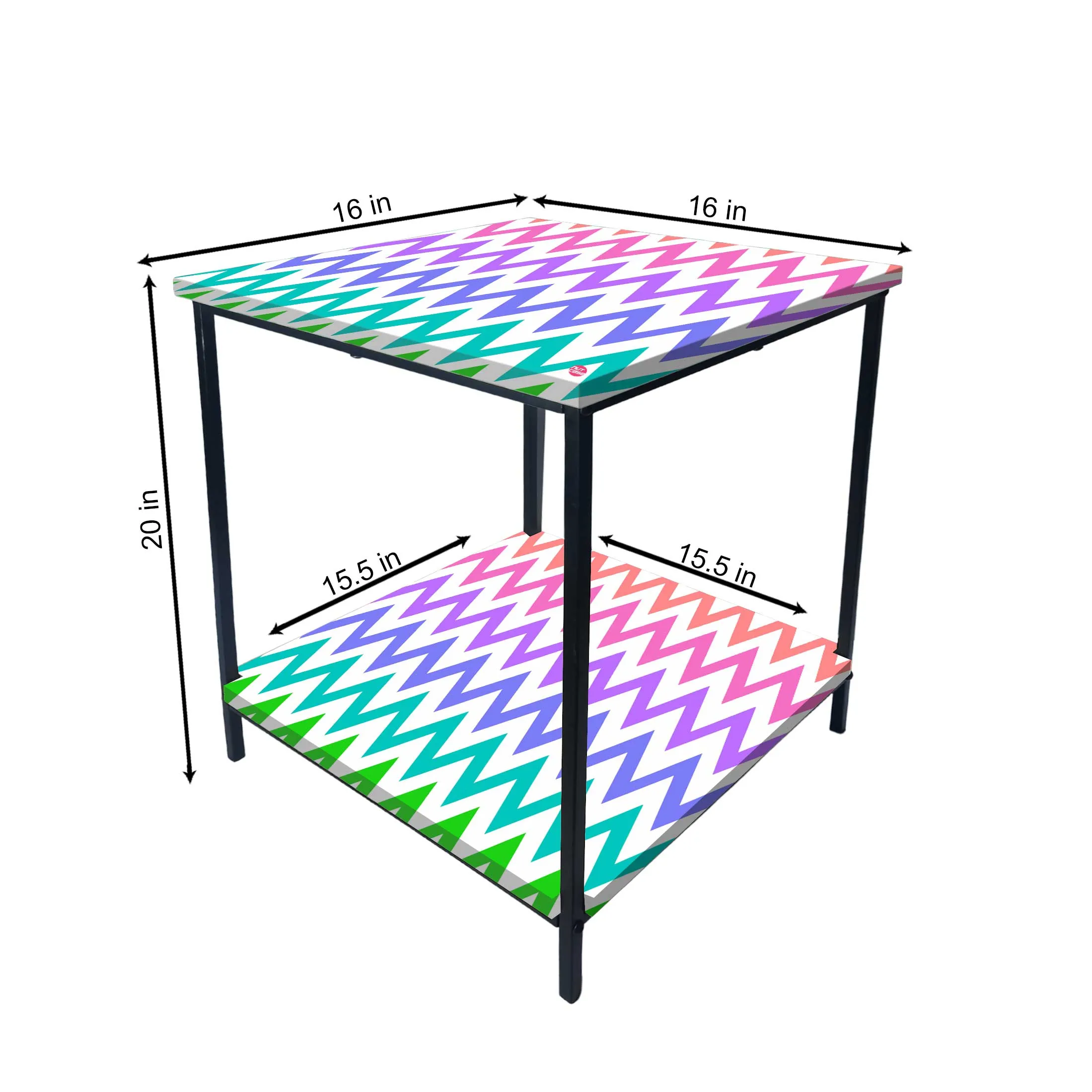 Modern Side Tables for Bedroom with Storage - Colorful pattern