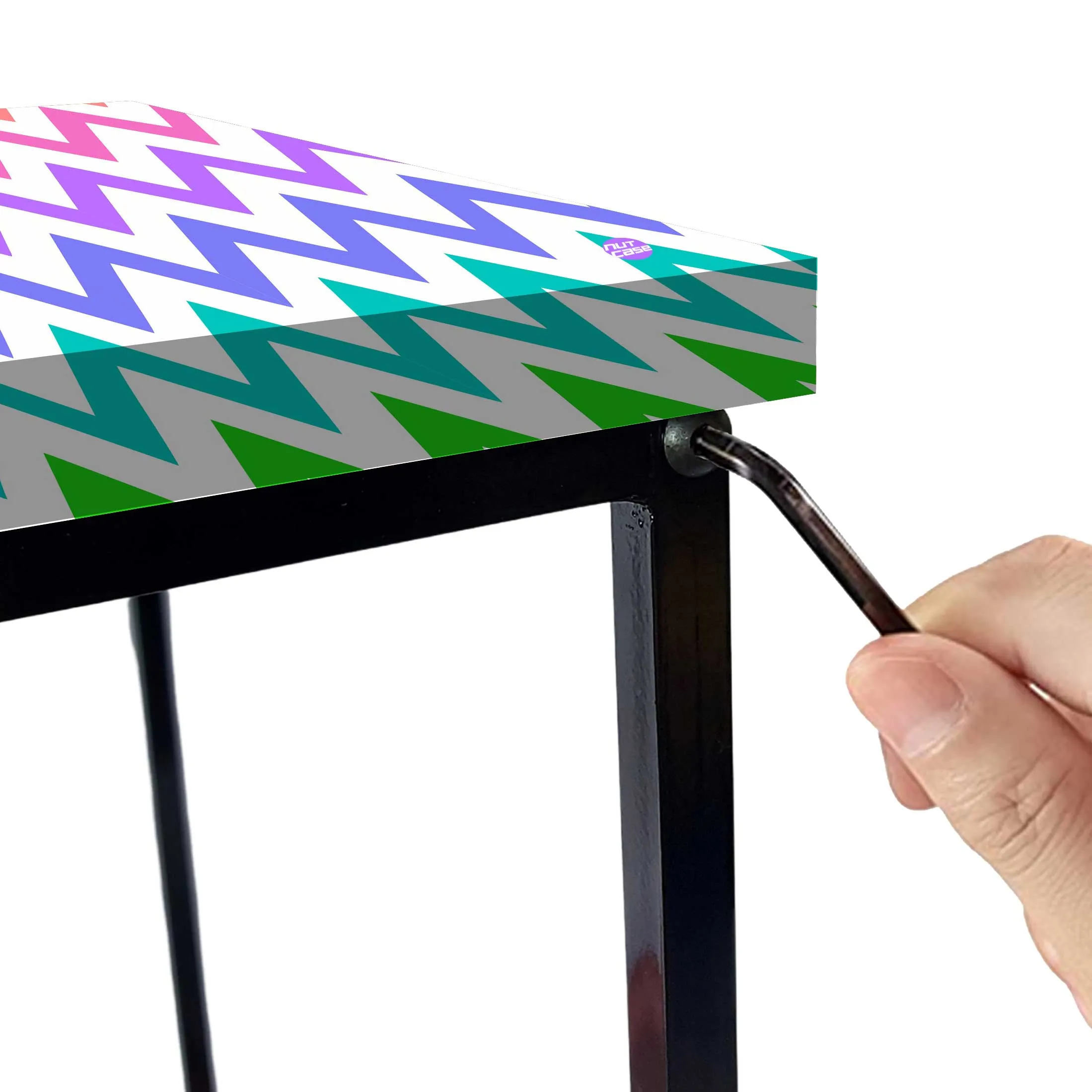 Modern Side Tables for Bedroom with Storage - Colorful pattern