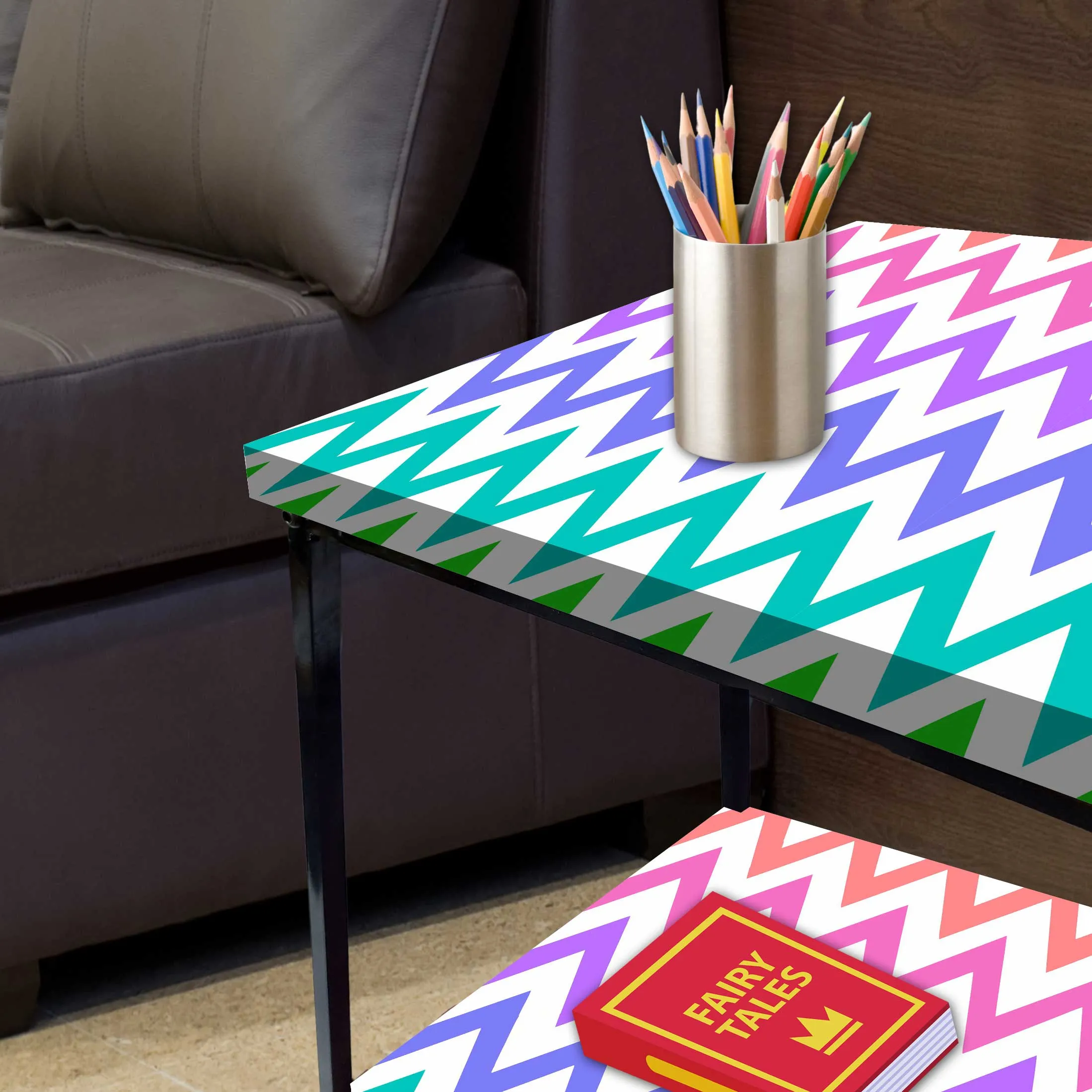 Modern Side Tables for Bedroom with Storage - Colorful pattern