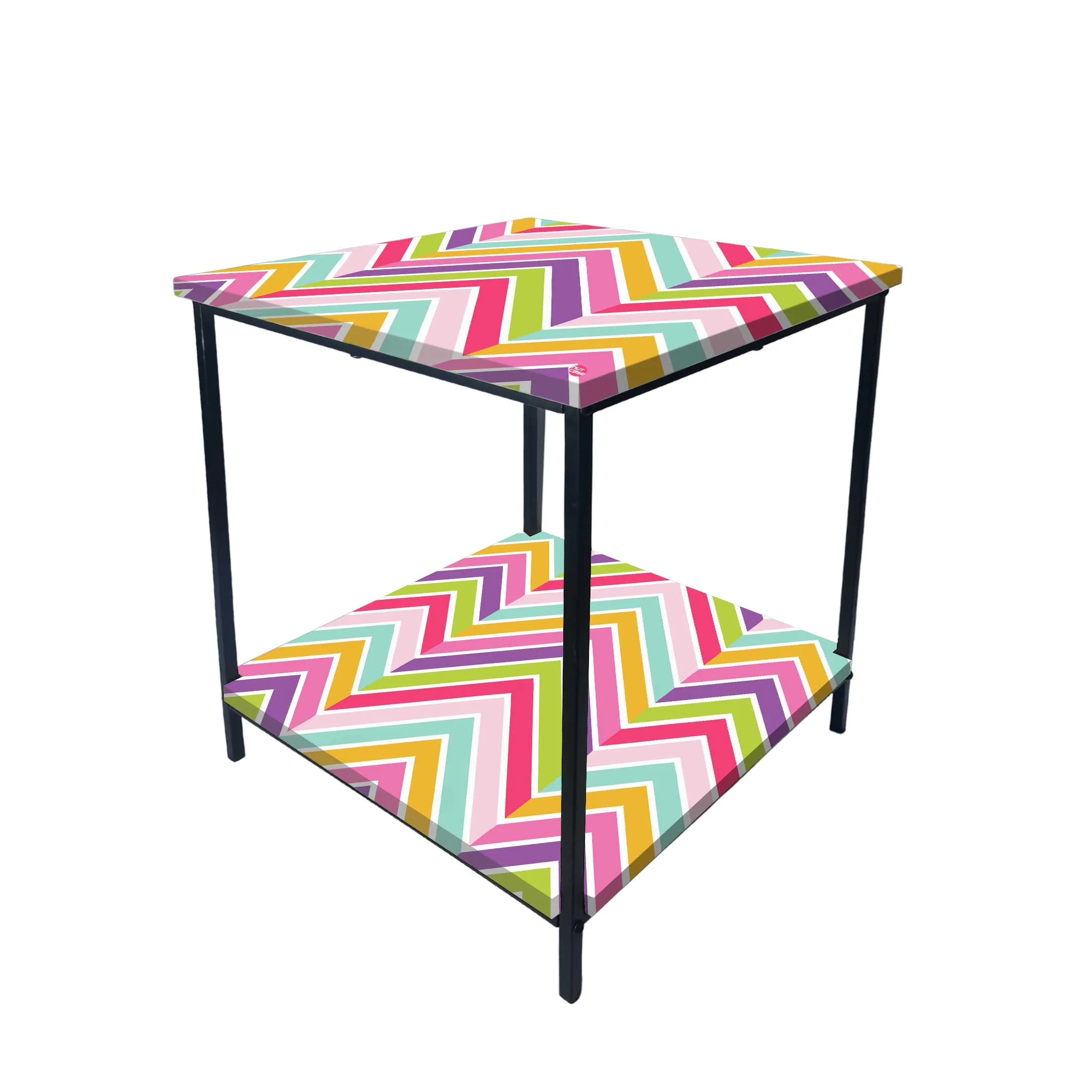 Modern Side Tables for Bedroom with Storage - Colorful pattern