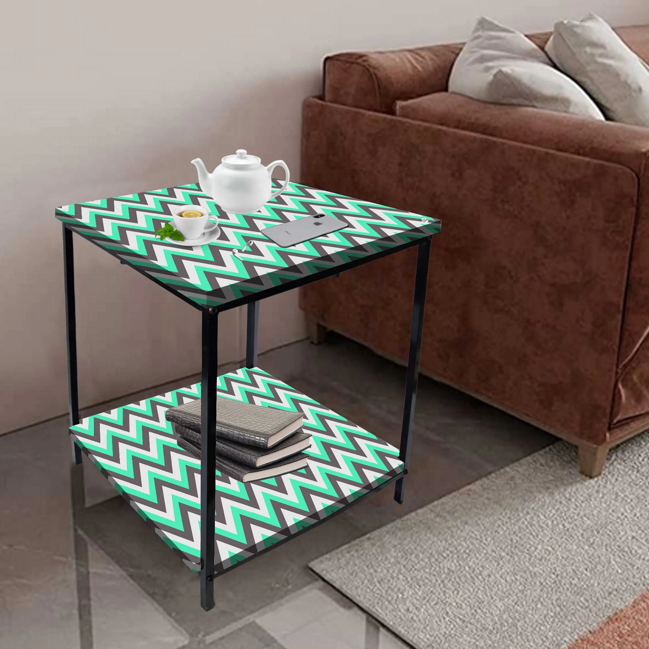 Modern Side Tables for Bedroom with Storage - Colorful pattern