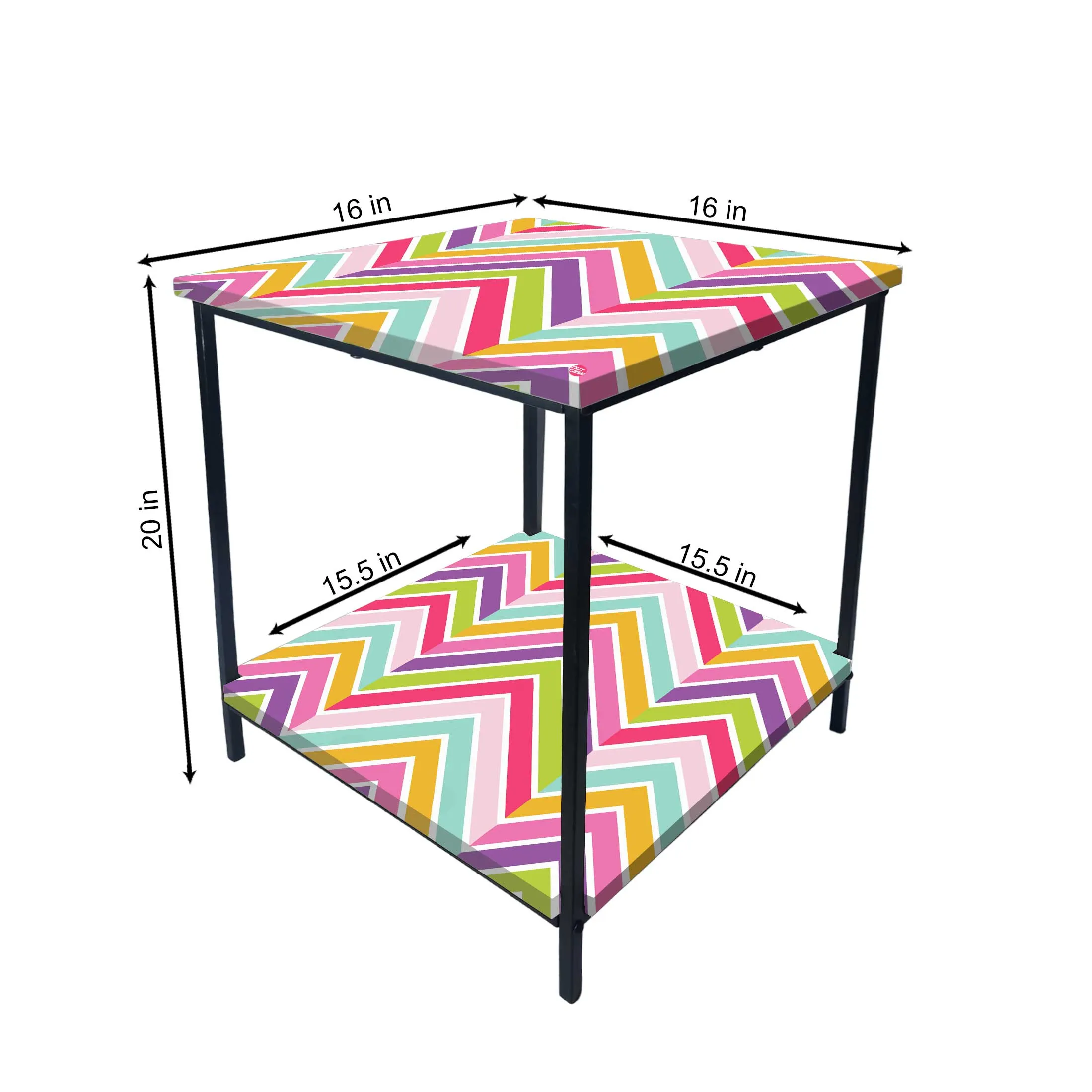 Modern Side Tables for Bedroom with Storage - Colorful pattern