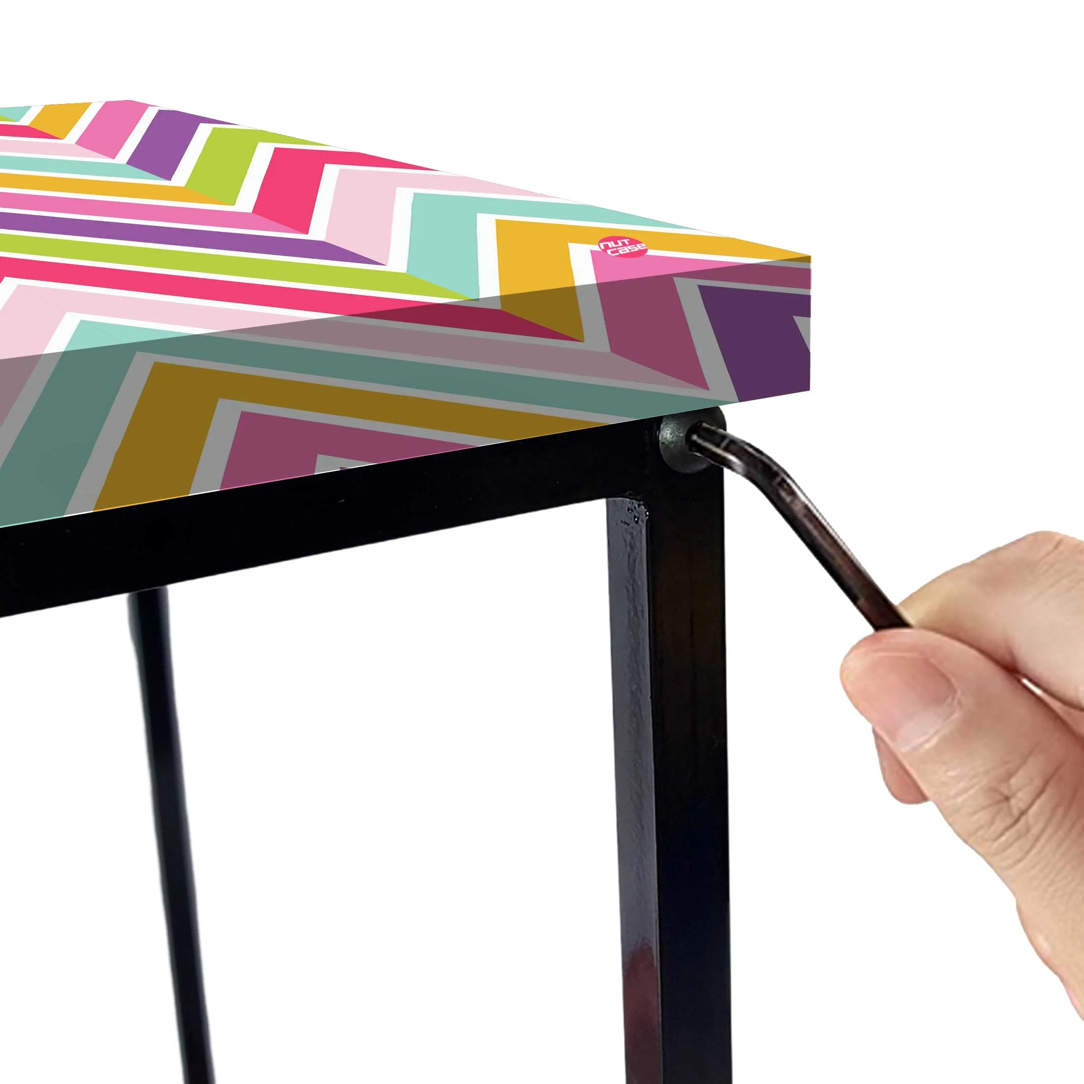 Modern Side Tables for Bedroom with Storage - Colorful pattern