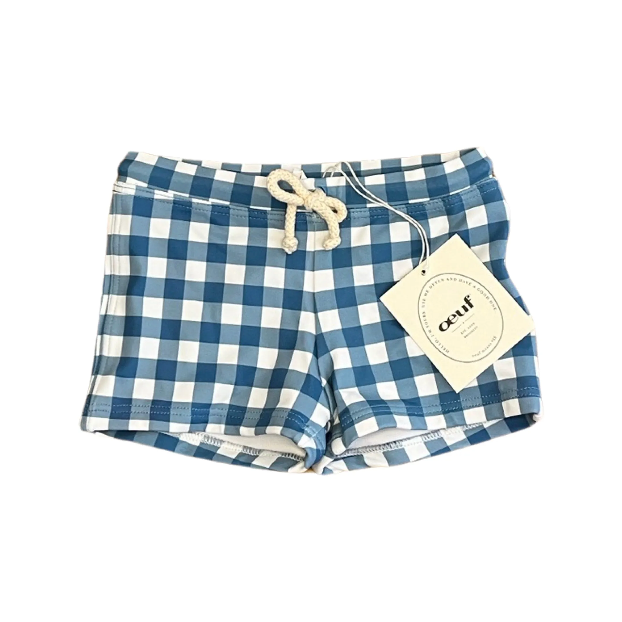 Oeuf Swim Trunks Blue GIngham