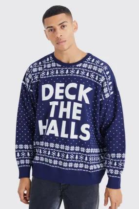 Oversized Deck The Halls Christmas Sweater