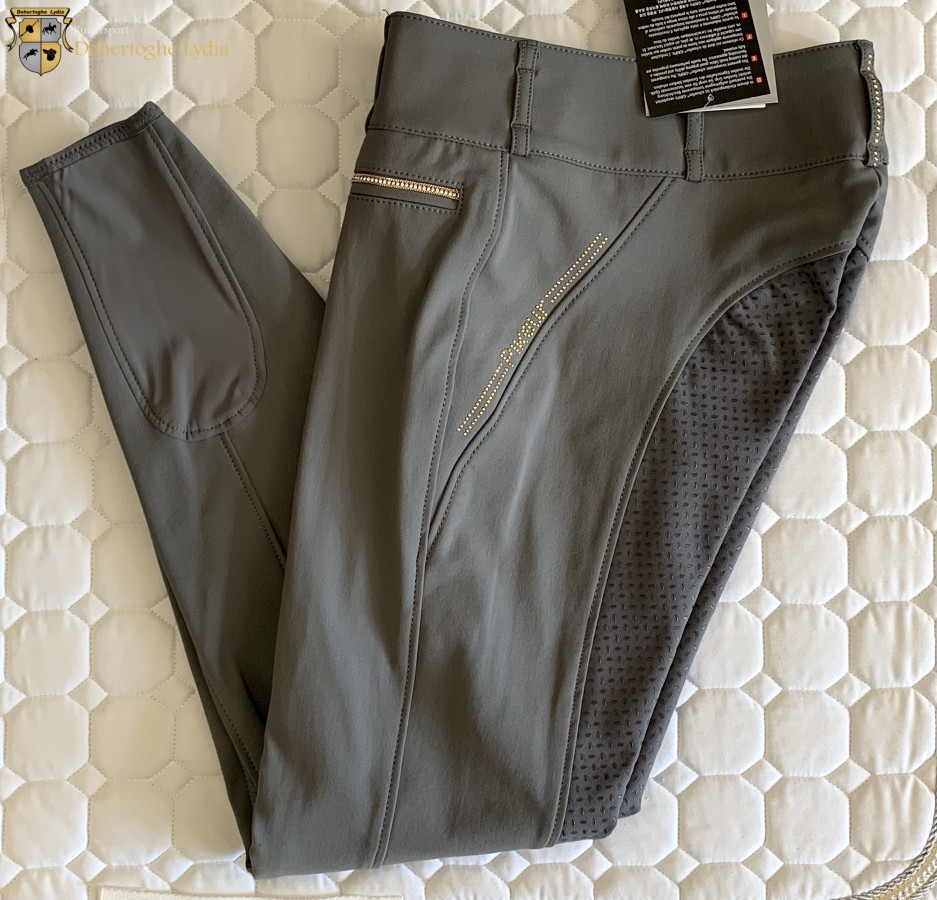 Pikeur Jonna Full Grip ladies riding breeches Steel Grey / Gold