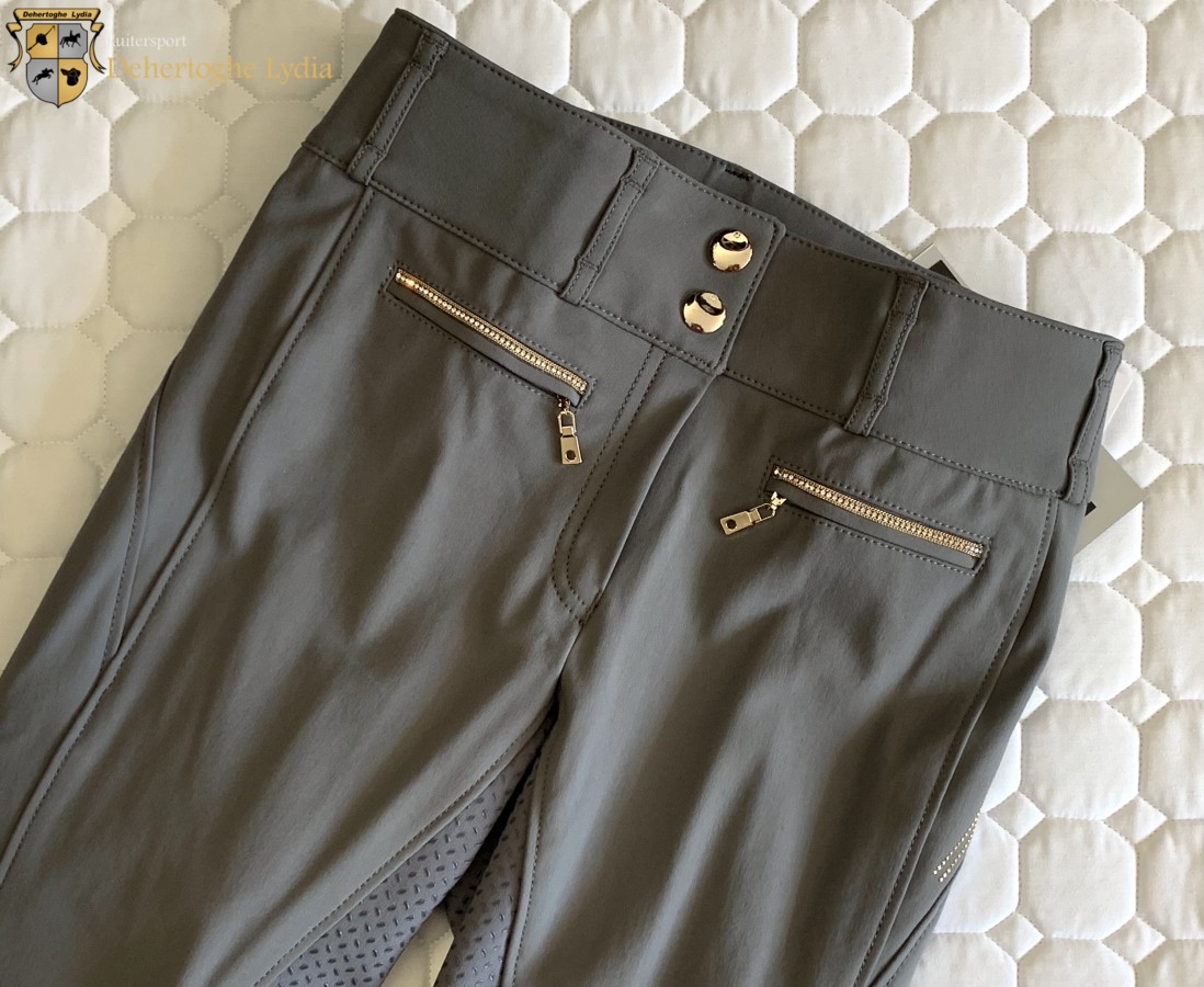 Pikeur Jonna Full Grip ladies riding breeches Steel Grey / Gold