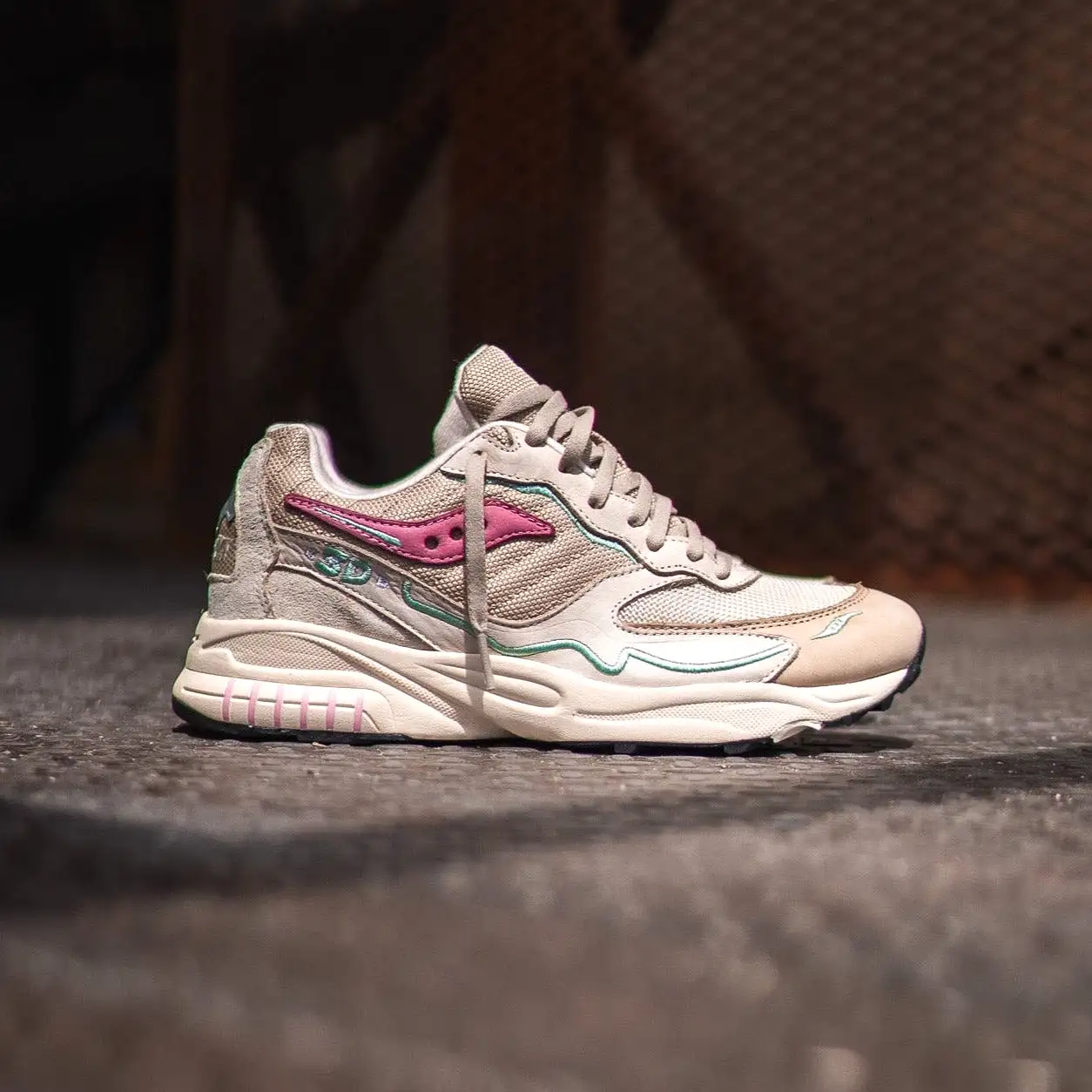 Saucony 3D Grid Hurricane (Cream/Pink)