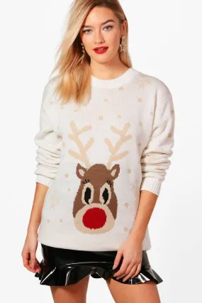 Snowflake Reindeer Christmas Sweater