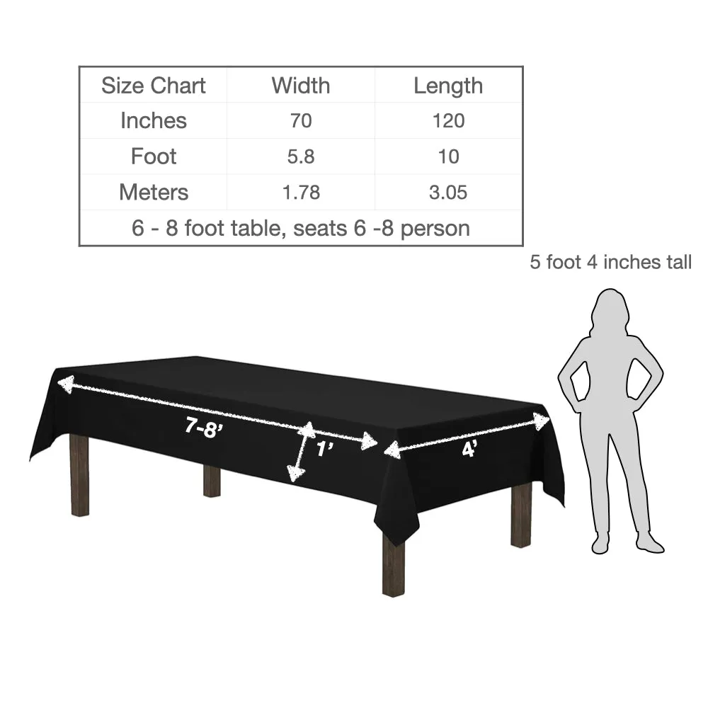 Urby 70 X 120 Inch Polyester Rectangular Table Cloth For 6 - 8 Foot Table That Seats 6 - 8 Person - Fits Folding Tables, Picnic 