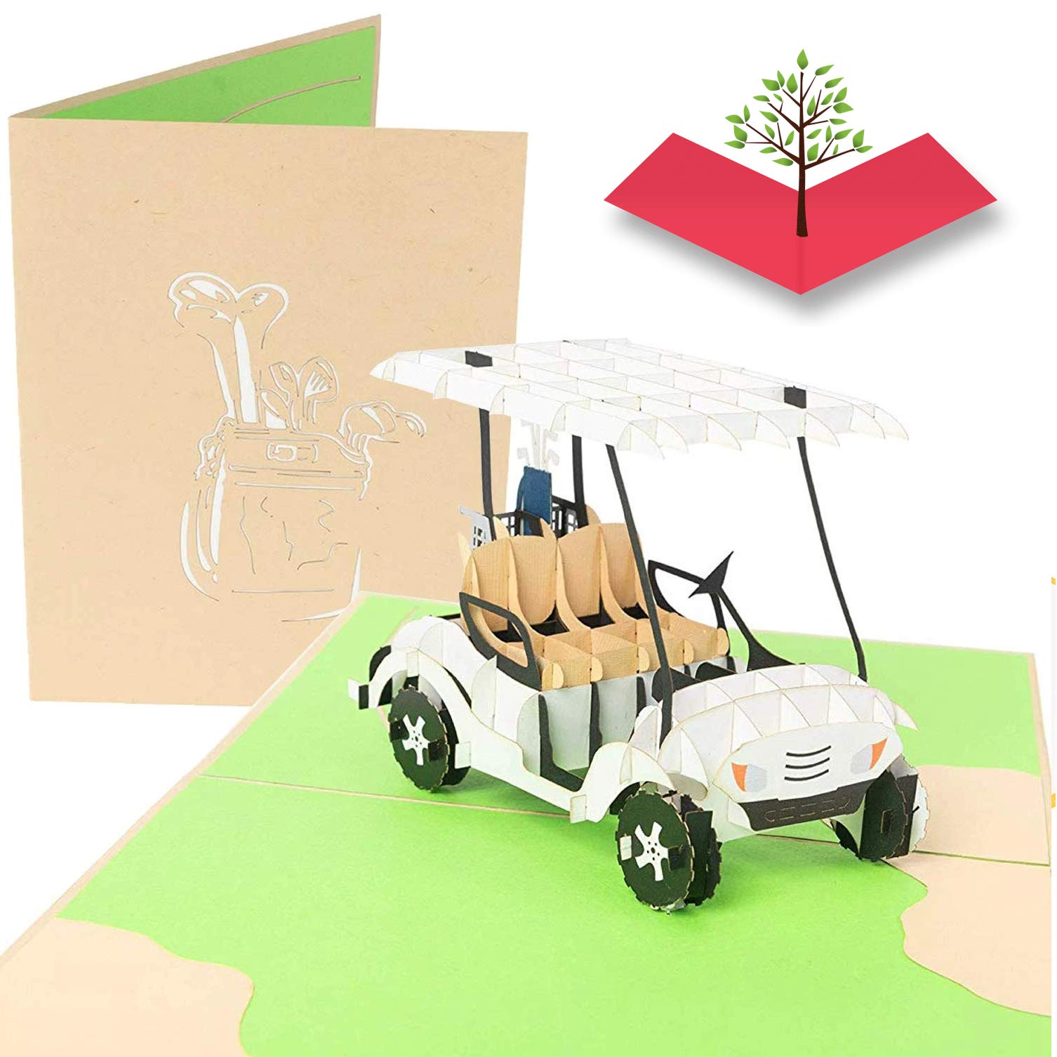 Valentines Day Golf Cart Pop Up Card - Golfing Valentines Gift Bundles