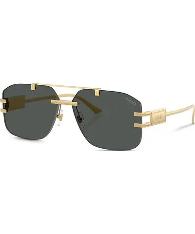 Versace Damier Plaque Rectangle Sunglasses