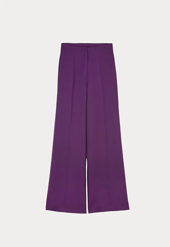 Wide Leg Solid Straight Trouser