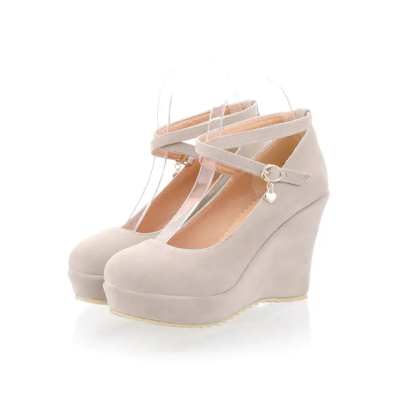 Women's Ankle Strap Heels Platform Wedges Shoes